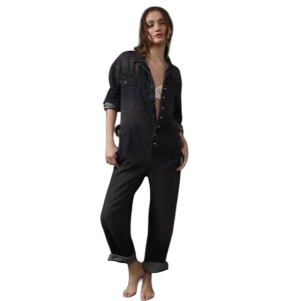 Free People Black Care FP Townes Coverall Jumpsuit
